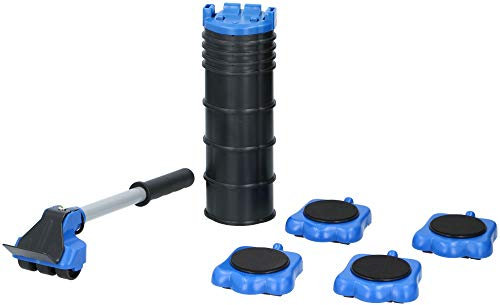 Kinzo Möbel-Gleitroller 4 Rollen, 8 Höhenregler, Stabile Transporthilfe zum sicheren Transportieren von Möbeln, Waschmaschinen etc, Belastbarkeit 300kg je Rolle, Umzugshilfe, Transportroller Schwarz