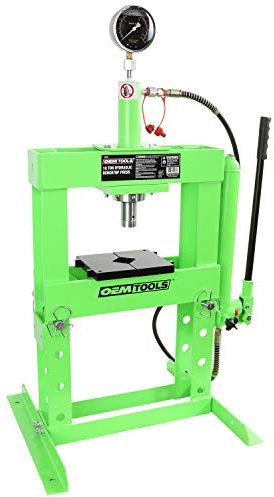 OEMTOOLS 10 Ton Hydraulic Benchtop Press with Double Speed Pump | Compact Design & Huge Power | Straighten, Bend, Press, & Remove Parts & Bearings | Universal Compatibility