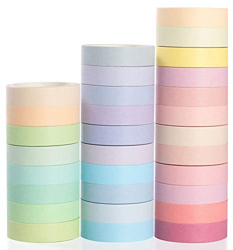 YUBBAEX Washi Tape 30 Rollen Masking Tape Klebeband Bunt für Heimwerker, Dekoratives Handwerk, Geschenkverpackung, Scrapbook