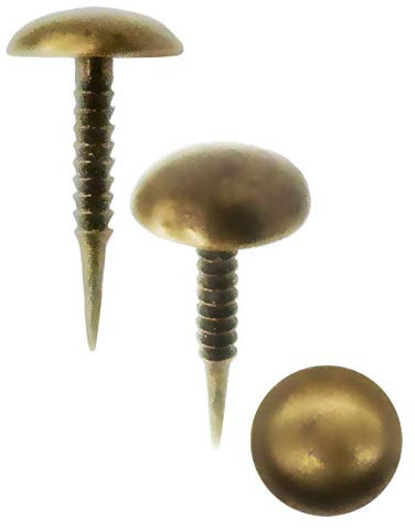 FUXXER 100x Antike Rundkopf-Nägel, Ziernägel, Möbelnägel, Messing-Bronze Vintage, 15x8mm