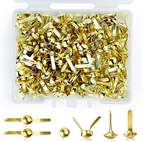 200 Pcs Split Pins,4.5mm x 8mm Metal Paper Fasteners Mini Brads(Gold) | Round Scrapbooking Brads Split Pins with Storage Box for Paper Craft DIY Stamping Scrapbooking