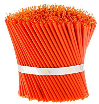 Danilovo Reine Bienenwachskerzen - Kegelkerzen Tropffrei, Rauchfrei, Lang, Dünn - Dekorative Kerzen für Kirchengebet, Dekoration oder Geburtstag - Honig-Duftkerzen 16x0,57 cm (Orange, 100 Stk.)