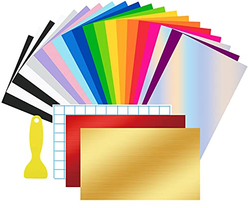 ImnBest 22 Stück Vinylfolie Plotter,30.5 x 20.5cm Selbstklebende Folie - 22 Vinylfolie für die Dekoration von Partys oder Feiertagen