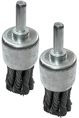 AERZETIX - C49571 - Lot de 2 brosses cloches pinceaux métalliques Ø25mm pour enlever la rouille/corrosion/peinture - brosse sur tige avec fils torsadés d'acier au carbone