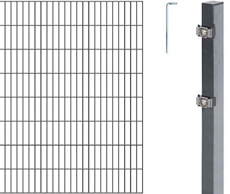 Alberts 654689 Doppelstabmattenzaun als 10 tlg. Zaun-Komplettset | verschiedene Längen und Höhen | kunststoffbeschichtet, anthrazit | Höhe 160 cm | Länge 8 m