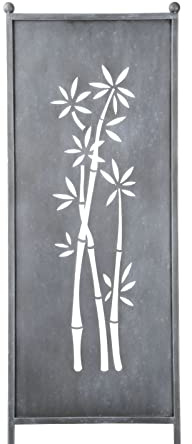 finehomegarden Metall Stele grau Sichtschutz Bambus H165cmxB52cm Windschutz Dekowand Deko / 37789