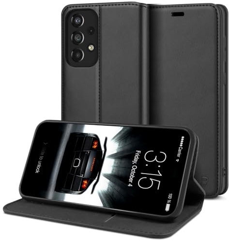 BEZ Handyhülle für Samsung A53 5G Hülle, Premium Tasche Kompatibel für Samsung Galaxy A53 5G, Tasche Case Schutzhüllen aus Klappetui mit Kreditkartenhaltern, Ständer, Magnetverschluss, Schwarz