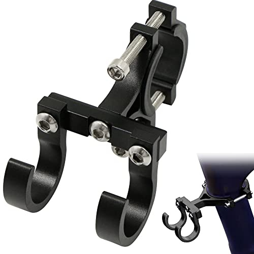Gancio Anteriore Scooter Stoccaggio Artiglio - Universale Doppia Testa Accessori di Montaggio Realizzato in Lega Alluminio per Borse Bicicletta Elettrico Borsa,Adatto per Diametri da 2,1 a 3,1 CM,Nero