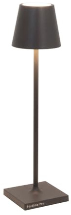 Zafferano, Poldina Micro, Lampada da Tavolo Ricaricabile e Senza Fili con Controllo Touch, Adatta per Salotto ed Esterni, Dimmer, 2200-3000 K, Altezza 27,5 cm, Colore Grigio Scuro