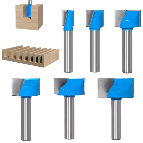 6 Pezzi Fresa per Spianare Legno Gambo 8mm, Fresa a Taglienti Diritti,10/15/20/22/25/30mm Punte per Fresatura Legno, per Lavorazione Del Legname, Lavori Fai Da Te Del Legno