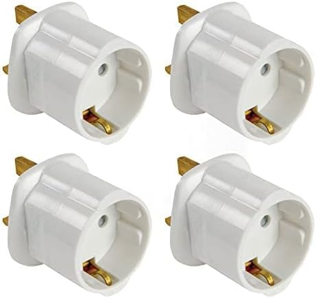 4X Adaptador Enchufe Europeo a UK - TALENTEC - Blanco - Tipo C a Tipo G - Viaje y Hogar