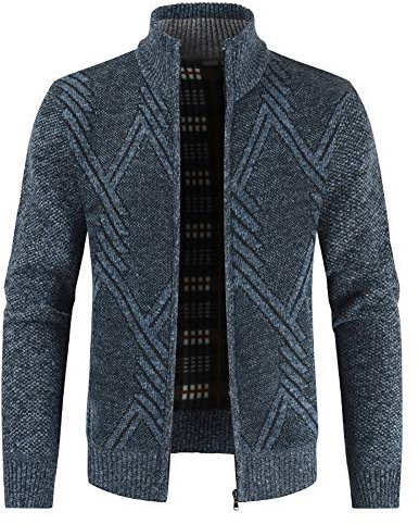 Sliktaa Gilet Cardigan Hommes Slim Fit Casual Veste Grosse Maille Col Droit 5 Couleurs Unie Confortable