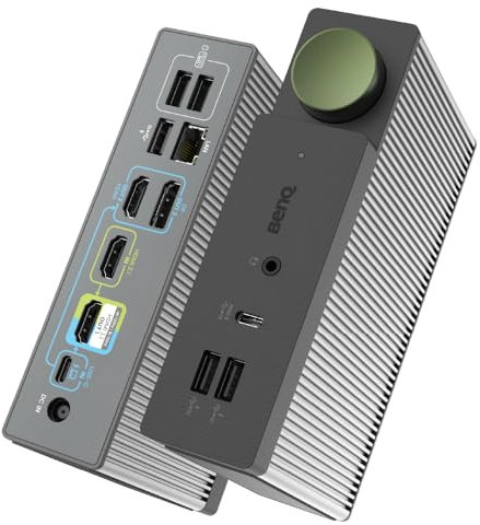 BenQ beCreatus 13-in-1 USB-C Hybrid Docking Station | Gaming Dock HDMI 2.1 | Dual Source Switch | 4K60Hz auf 3 Monitoren (Bis zu 8K60/4K120Hz) 100W Ladung | Windows/Mac/PS5/Xbox/Steam Deck (DP1310)