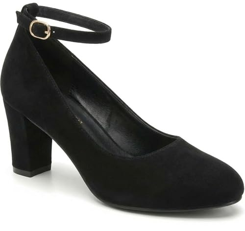 Women’s Ankle Strap Block Heel Court Shoes Evening Dress Ladies Comfort Work Office Pumps