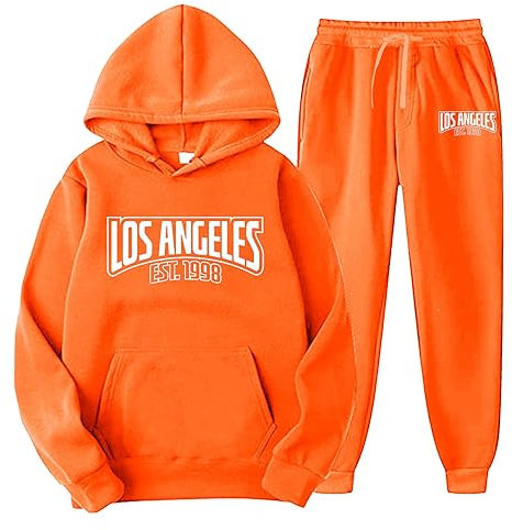 QWUVEDS Männer Frauen Herbst Winter Mode Lässig Brief Gedruckt Fleece Hoodie Sweatshirt Pullover Hosen Casual Tech Fleece Schwarz Jogginganzug Herren Baumwolle Traningsanzuganzug (4-0115E-RD2, M)