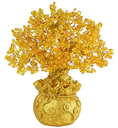 LeGDOr Kristall-Edelstein-Baum, Geldbaum, Citrin-Glücksbaum, Heimbüro-Dekoration, Feng Shui, glückverheißender Baum, Kristall-Glücksbaum, Geschenkbaum, 10,62/12,99 Zoll Feng Shui Bonsai (Größe: B)