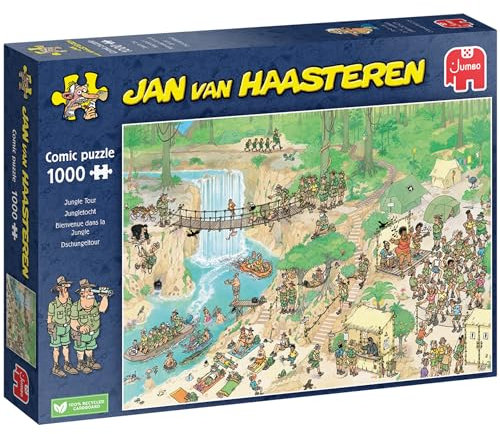 Jan Van Haasteren Jungle Tours - 1000 Piece Adult Comic Puzzle - Large Jigsaw for Adults - 100% Recycled Cardboard - Fun Jungle Themed - Dimensions 68 x 49cm