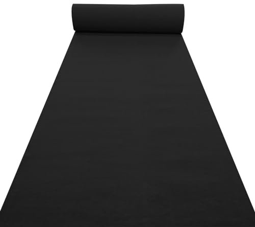 Luyckfrazy Hochzeitsgangläufer, schwarzer Teppichläufer für Partys, 2 mm dick, rutschfest, Event-Gehweg, Landebahn-Teppichrolle für Zeremonien, Partys, Innen- oder Außendekoration (Size : 1.2x50m)