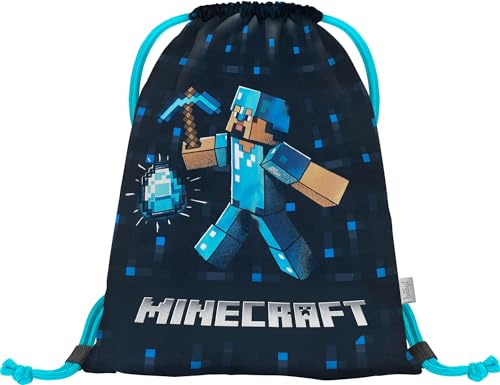 Minecraft Gymnastikväska för barn – sportväska för flickor och pojkar – skoväska för skola, sport, sportväska, Blå yxa