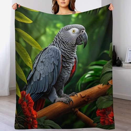 Papagei Decke Leicht Super Weicher Flannel Fleece-Decken Bedruckt Flauschige Warme Decken Für Bett, Sofa, （150×200cm）