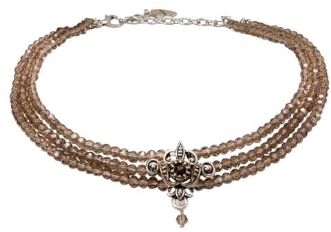 Alpenflüstern Trachten-Perlen-Kropfkette Lea - nostalgische Trachtenkette, eleganter Damen-Trachtenschmuck, Dirndlkette in schwarz und Creme-weiß DHK236