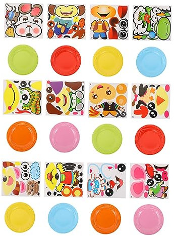 HONMEET 1satz Hand-made Cartoon Zodiac Paper Plate Sticker Für Bastelmaterial Feinmotorik Und Farbwahrnehmung Verschiedene Designs Grünem Karton