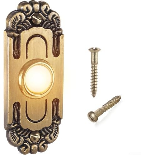 Pulsante per campanello per porta cablato resistente, pulsante per campanello in metallo massiccio, ottone anticato bronzo cablato pulsante per campanello a LED, per sistemi di campanello cablato