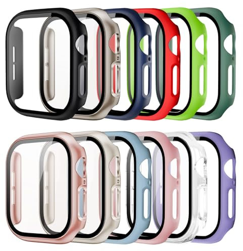 Pocoukate Schutzhülle mit Displayschutz für 42MM Apple Watch Series 10, Series 11, Hülle Gehäuse Hart Schutz und HD Gehärtetes Displayschutz Zubehör, 360° Rundum Ultradünne Schutz Case für iWatch
