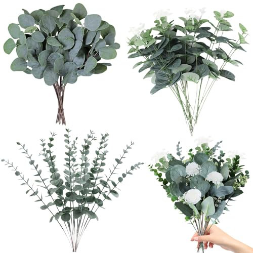 BDHYYM 30 Stück getrockneter Eukalyptus, künstliche Eukalyptuspflanze, Eukalyptuszweige für Zuhause Blumendekorationen