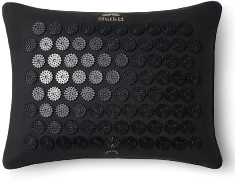ShaktiMat Premium Acupressure Pillow, Level 1 in Shakti Black, Massage Muscles, Aid Sleep & Unlock Inner Tension | Similar to Acupuncture, No Needles Required | Organic Cotton Certified