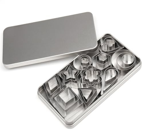 30 stycken kakskärare set, kakmått i rostfritt stål, mini kakmått rostfritt stål, geometriska kakor kakmått set, stjärnblommor sexkantiga hjärtformar fräs, för tårtor fondant kakor
