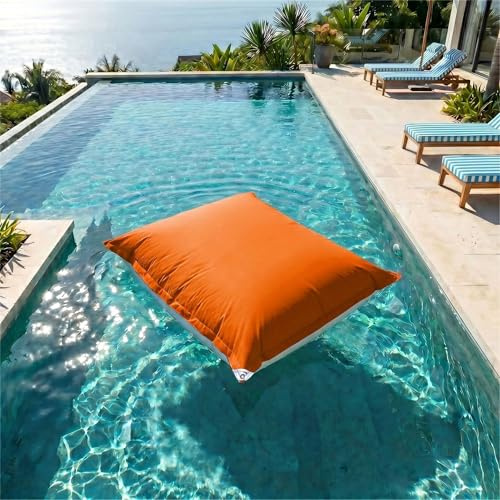 Housse pour Pouf Géant XXL 180x140cm - Déhoussable - Flottant pour Piscine - Orange - Déco Arts