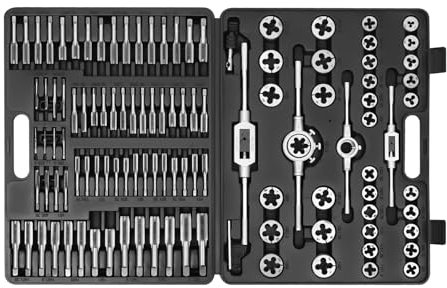Jeu de tarauds à cliquet et filières, 110 pièces, pour couper et renouveler les filetages en métaux durs