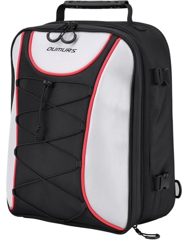 Oumurs Reflective Motorcycle Backpack, 600D RPET Motorcycle Tail Bags 22L-34L Expandable Rear Seat Bags with Rain Cover,Motorbike Helmet Bags Luggage Storage