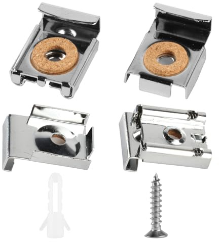 12 Stück Schwere Spiegelhalterungen, Rahmenlose Spiegelhalterungen, Befestigungsclips für Badezimmerspiegel, Toilette, mit Schrauben