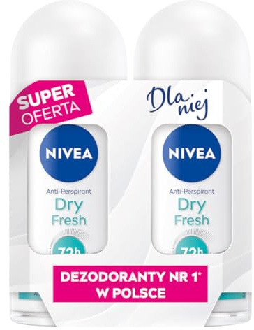 NIVEA Dry Fresh Antiperspirant Roll‑On Duo Pack for Women, Long‑Lasting Freshness Protection with Floral Scent, 2 x 50 ml (Total 100 ml) Everyday Personal Care Essentials