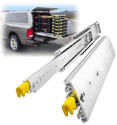 Glissières pour Tiroirs Robustes avec Serrure, 1 Paire 220kg Capacité De Charge Coulisse Industrielles, Rail Tiroir Coulissant Montage Latéral Extension Complète, 250mm-2000mm(1300mm)