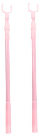 Asta Telescopica per Stendere Abiti 2 Pezzi Rosa in Plastica | Lunghezza Circa 1m, Struttura Estensibile per Raggiungere Bucato, Formato Portatile per Uso Domestico