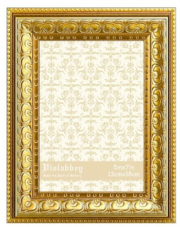 VIOLABBEY Bilderrahmen 13x18 cm Gold – Vintage-Fotorahmen für Wand oder Tischdekoration, klassisches Design für Büro & Zuhause, passend für 5x7 Inch Fotos.