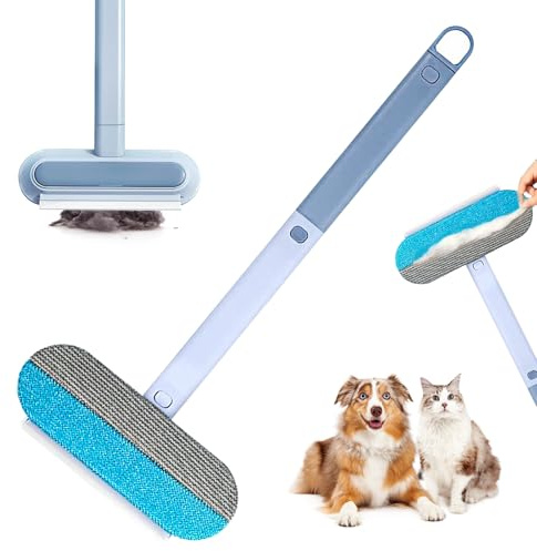 Tierhaarentferner Bürste,Multifunktionaler 3-in-1 Tierhaarentferner mit stiel,Wiederverwendbar und hunde katzen haarentferner,Entfernen Sie Tierhaare mühelos von Bildschirmen,Glas,Möbeln und Böden