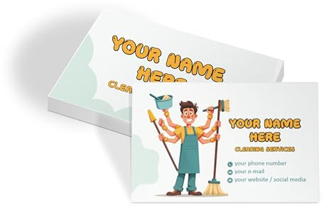 lepni.me Cartes de visite personnalisées pour services de nettoyage avec nom, téléphone, e-mail Cartes de visite recto/verso brillantes et mates avec motif homme en beige pour hygiéniste