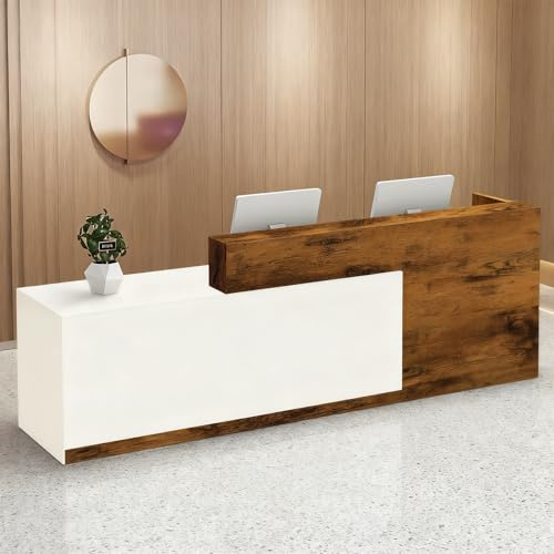 CCUKTFN Bancone Reception Moderno con Spazio di Archiviazione, Scrivania Reception da 100–240 cm con Cassetto e Ripiani, Ideale per Uffici, Saloni, Hall e Negozi
