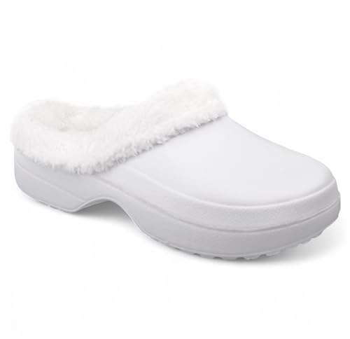 CHILLIFE Zuecos de Invierno para Mujer – Trabajo, Cocina y Jardín – EVA con Forro Cálido, Ligeros, Hechos en Portugal (Blanco, Sistema Tallas Calzado EU, Adulto, Números, Mediano, 37)