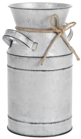 ANDRESLAD Florero de Metal Galvanizado Estilo Rústico Francés para Jardín Florero Decorativo Vintage Lata de Leche de Hierro Contenedor de Metal para Flores
