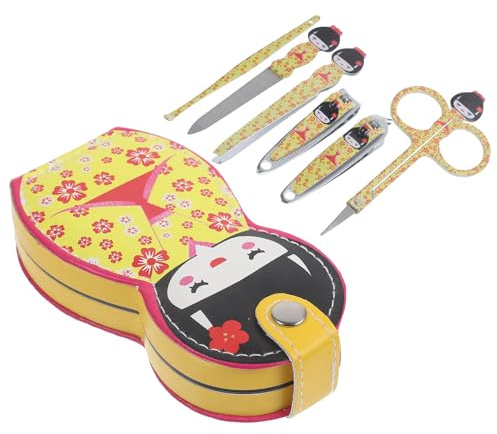 Ipetboom Kit Manucure Professionnel en Acier Inoxydable Couleur Aléatoire 6 Pièces Paquet de Rangement, Ciseaux à Ongles Outil de Soin Personnel Pratique pour Pédicure pour Usage