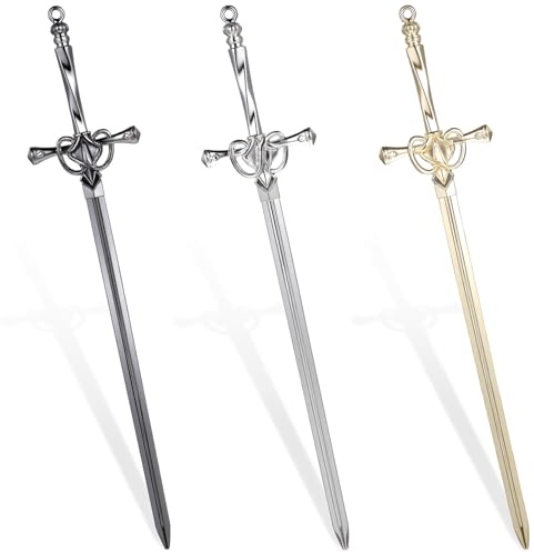 Molain 3 Pack Letter Openers, Sword Letter Opener with Ergonomic Handle Stainless Steel Mail Opener Tool Fancy Decorative Envelope Openers for Home and Office Mail Supplies (Black Gold Silver)