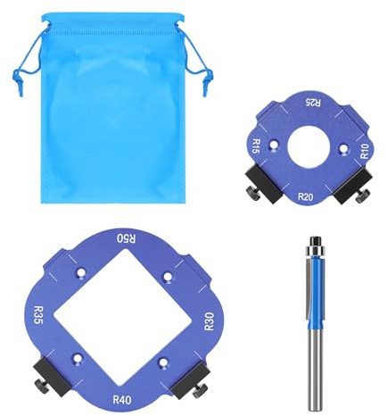 Frässchablone für Oberfräse, 2 Stück Radius Jig Router Schablone, Aluminiumlegierung Ecke Radius Schablone für Holzbearbeitung R10 R15 R20 R25 R30 R35 R40 R50 (Blau)