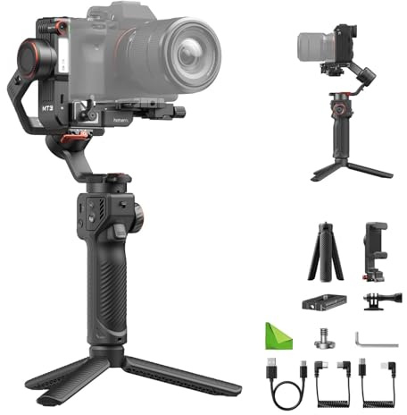 Hohem iSteady MT3 Estabilizador Gimbal para Cámara - Seguimiento por IA con Luz RGB, para DSLR/Mirrorless C/Nikon/Sony/P/Fuji, Smartphone y GoPro, 765g Ultraligero, Disparo Vertical Nativo
