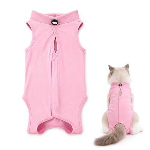 Cat Surgery Recovery Suit Post Surgery Bodysuit, Pink, M | Anti Lick Pet Vest, Kitten Spaying Abdominal Wound Protection, After Surgery Female Post Surgery Cat Care