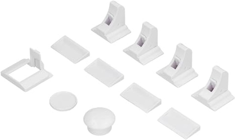 Hyuduo Cerradura de Seguridad para Niños, Cerradura Magnética de Cajón Oculta con ABS e Imán, Adhesiva para Puerta de Gabinete, 4 Cerraduras con 1 Llave, para Cajones del Hogar, Gabinetes y